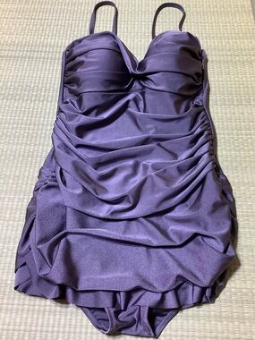 Profile By Gottex Gunmetal Ruched One-Piece Women’s 12